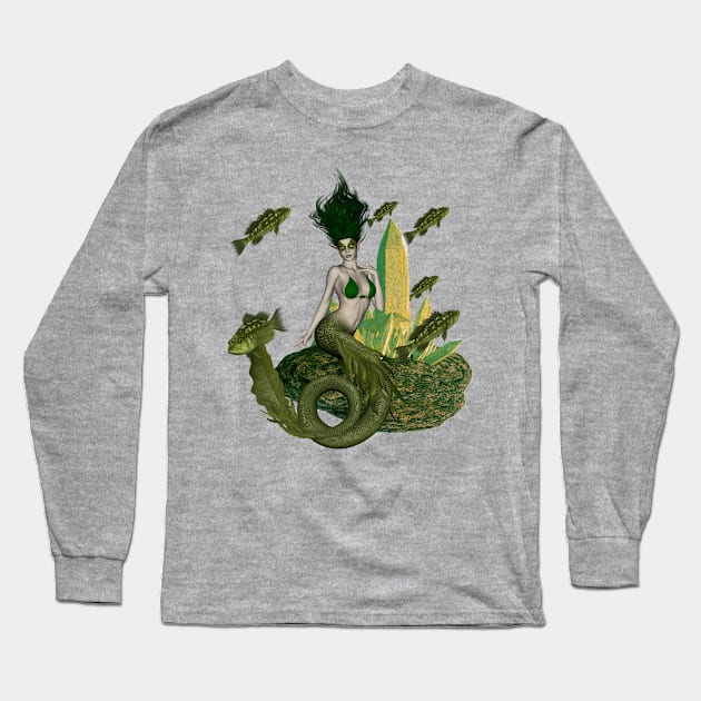 Wonderful mermaid in the deep ocean Long Sleeve T-Shirt by Nicky2342